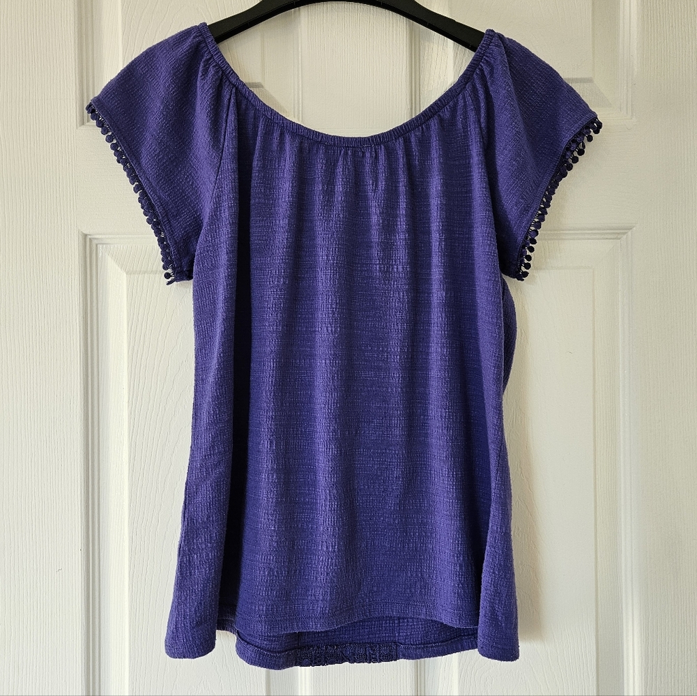 Ricki's Purple Cap Sleeve Top with crochet accent Small - Picture 4 of 10